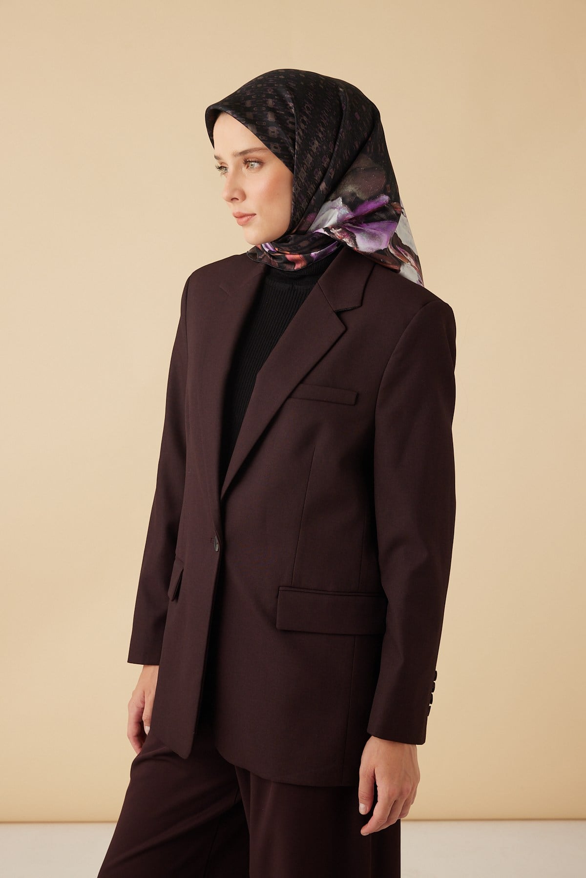 SUSEN TİVİL İPEK EŞARP 90*90 CM - BORDO