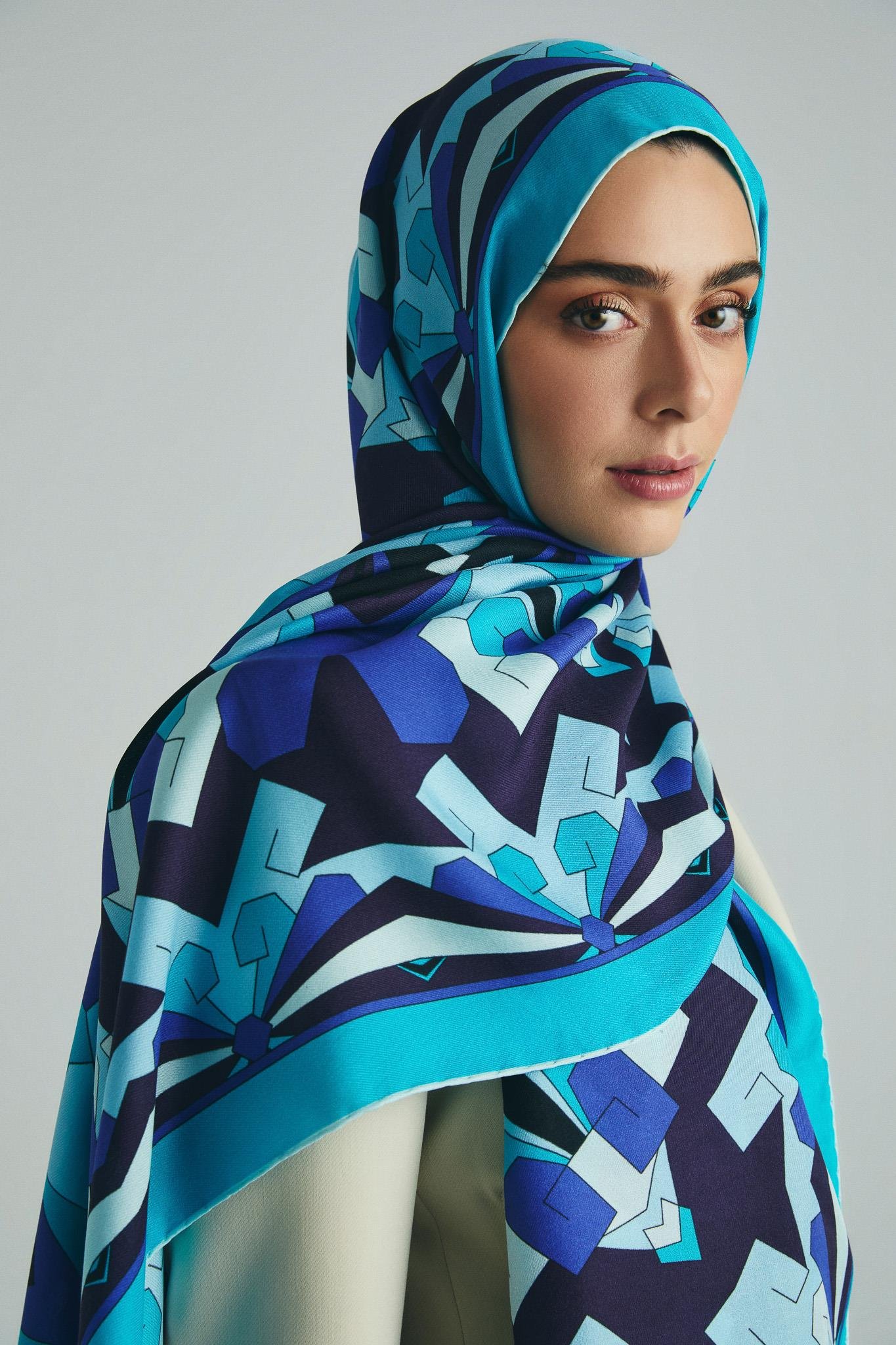 TARA PAMUK İPEK ŞAL 70*190 CM - TURKUAZ