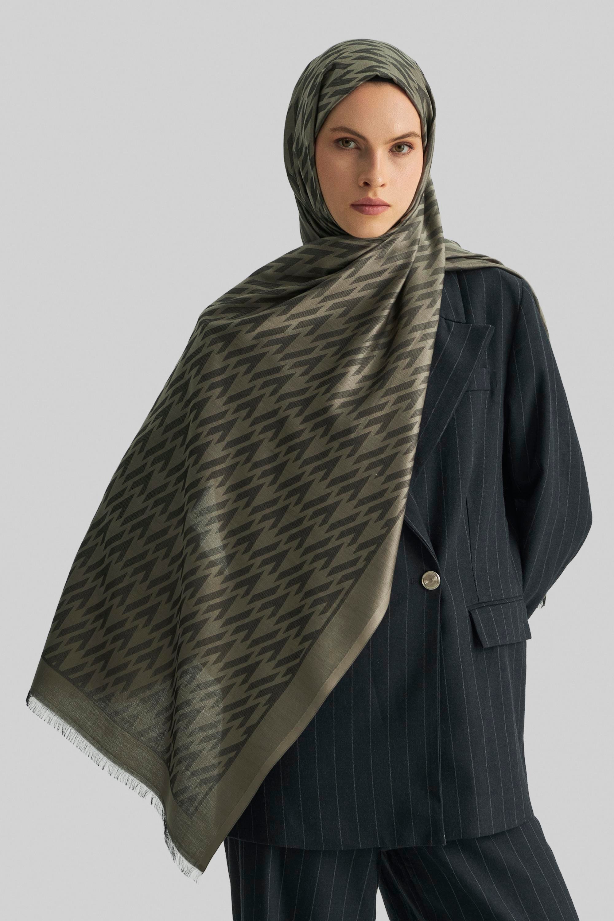 UMAY %100 İPEK JAKARLI ŞAL-ACI KAHVE