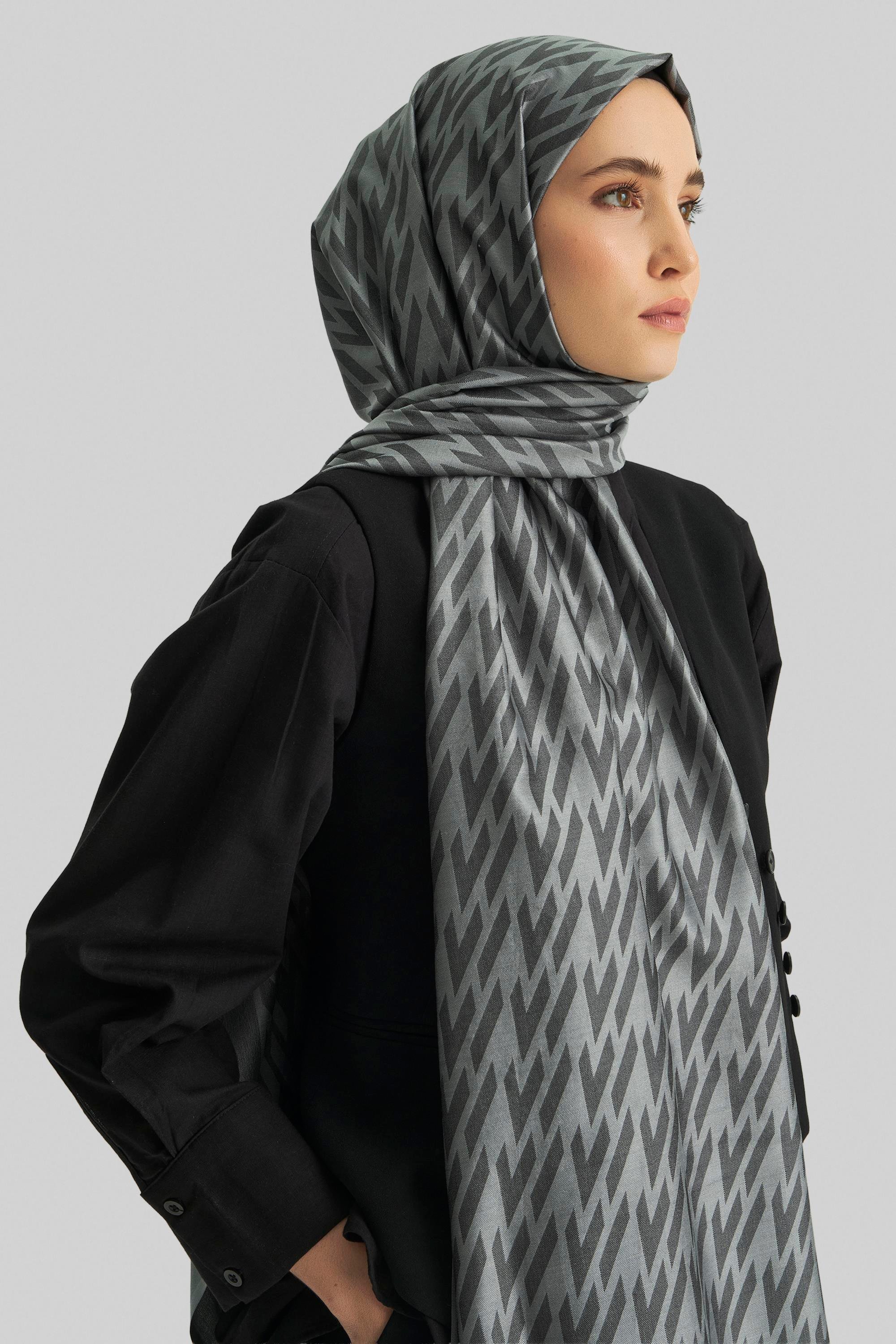 UMAY %100 İPEK JAKARLI ŞAL-ANTRASİT