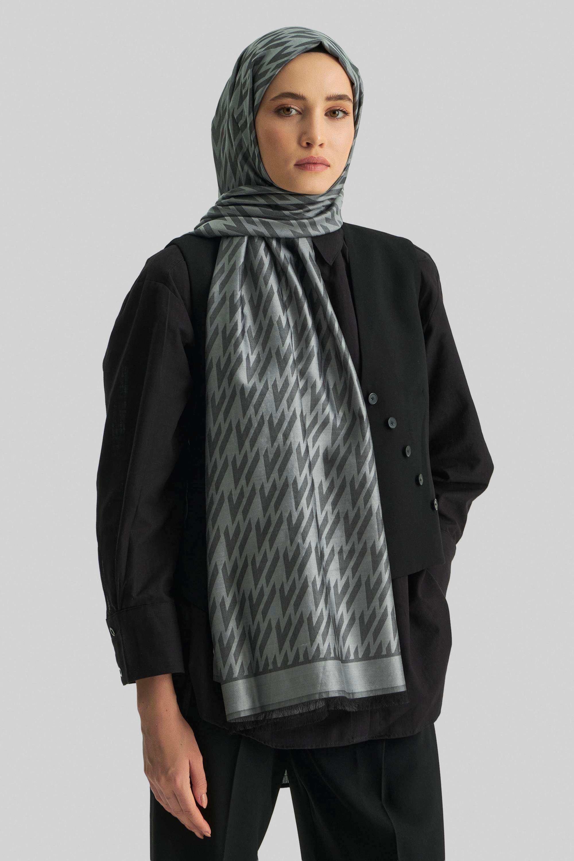 UMAY %100 İPEK JAKARLI ŞAL-ANTRASİT