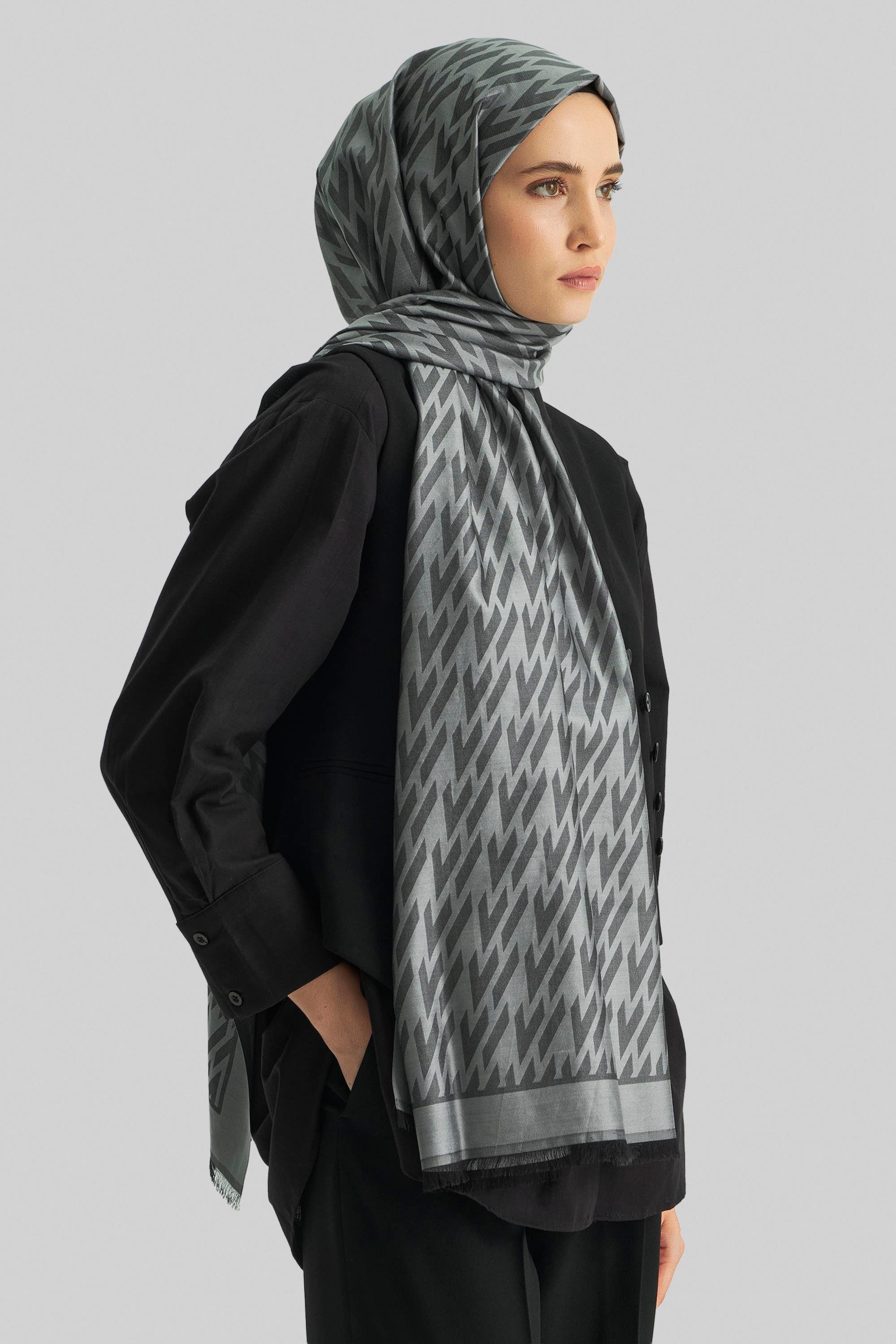 UMAY %100 İPEK JAKARLI ŞAL-ANTRASİT