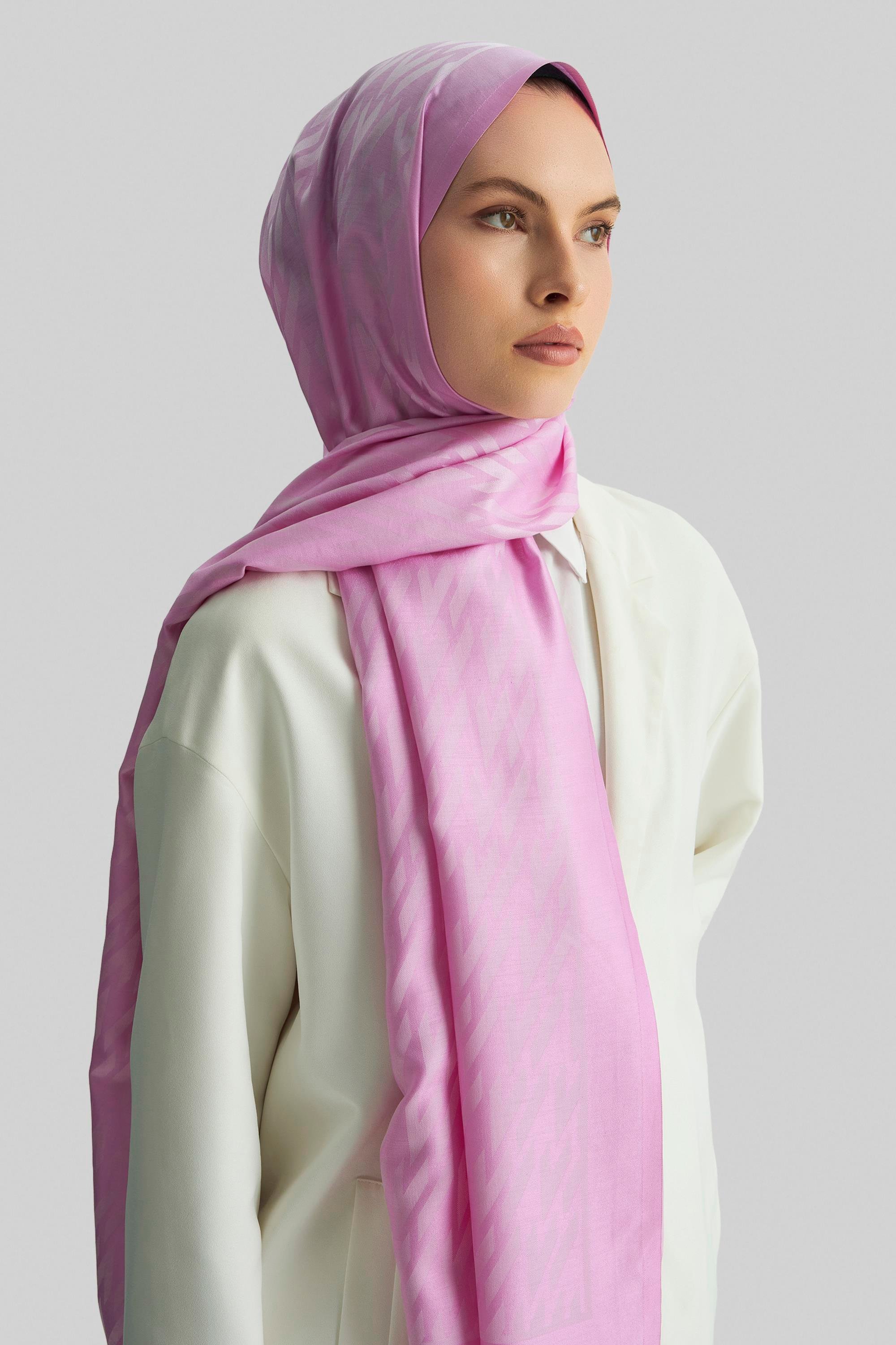 UMAY %100 İPEK JAKARLI ŞAL-PEMBE