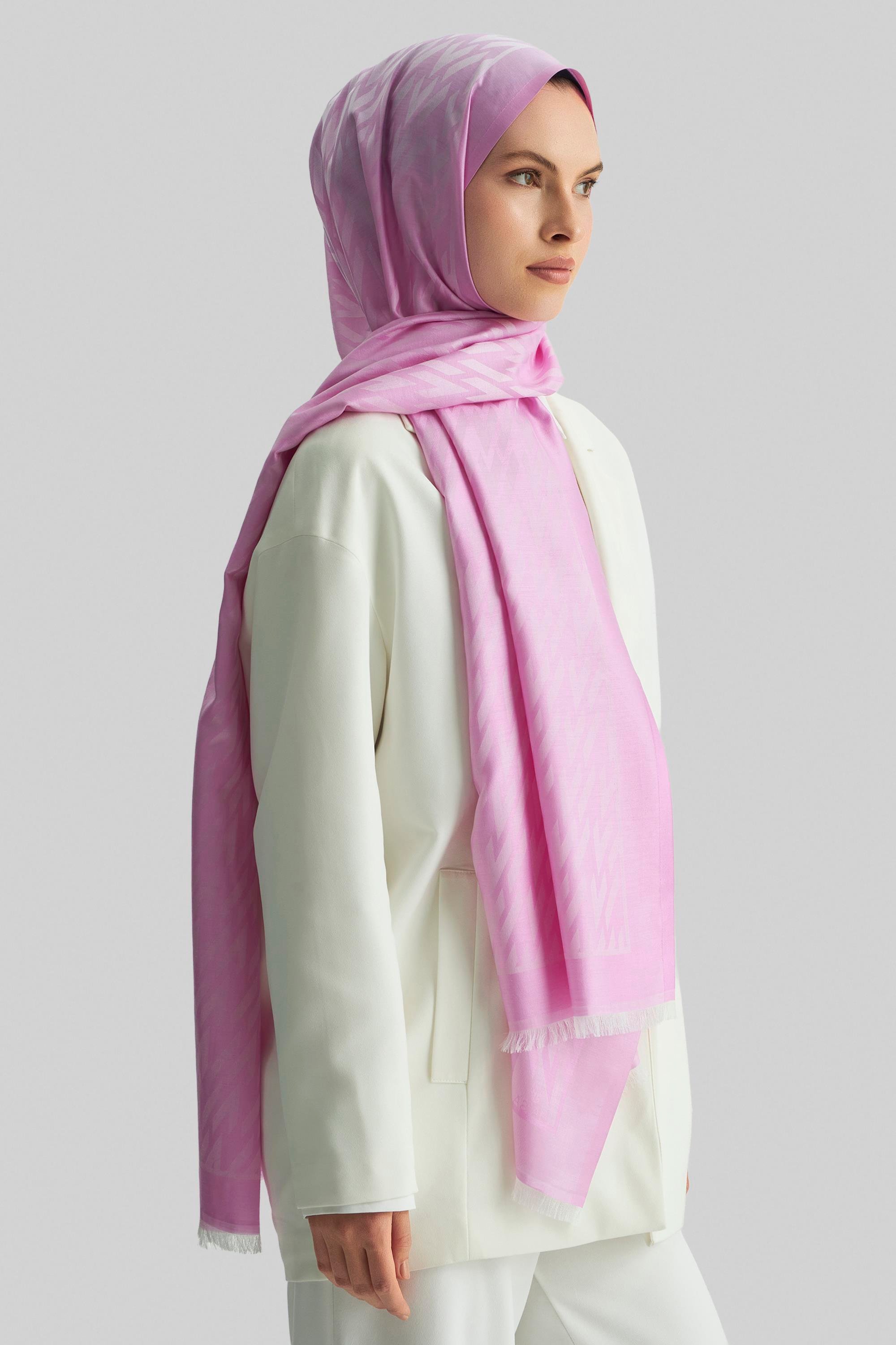 UMAY %100 İPEK JAKARLI ŞAL-PEMBE