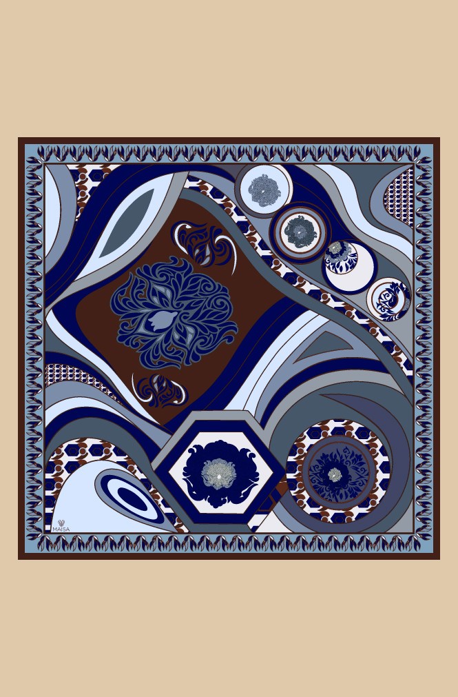 VERDA MULBERRY İPEK EŞARP 90*90 CM - İNDIGO