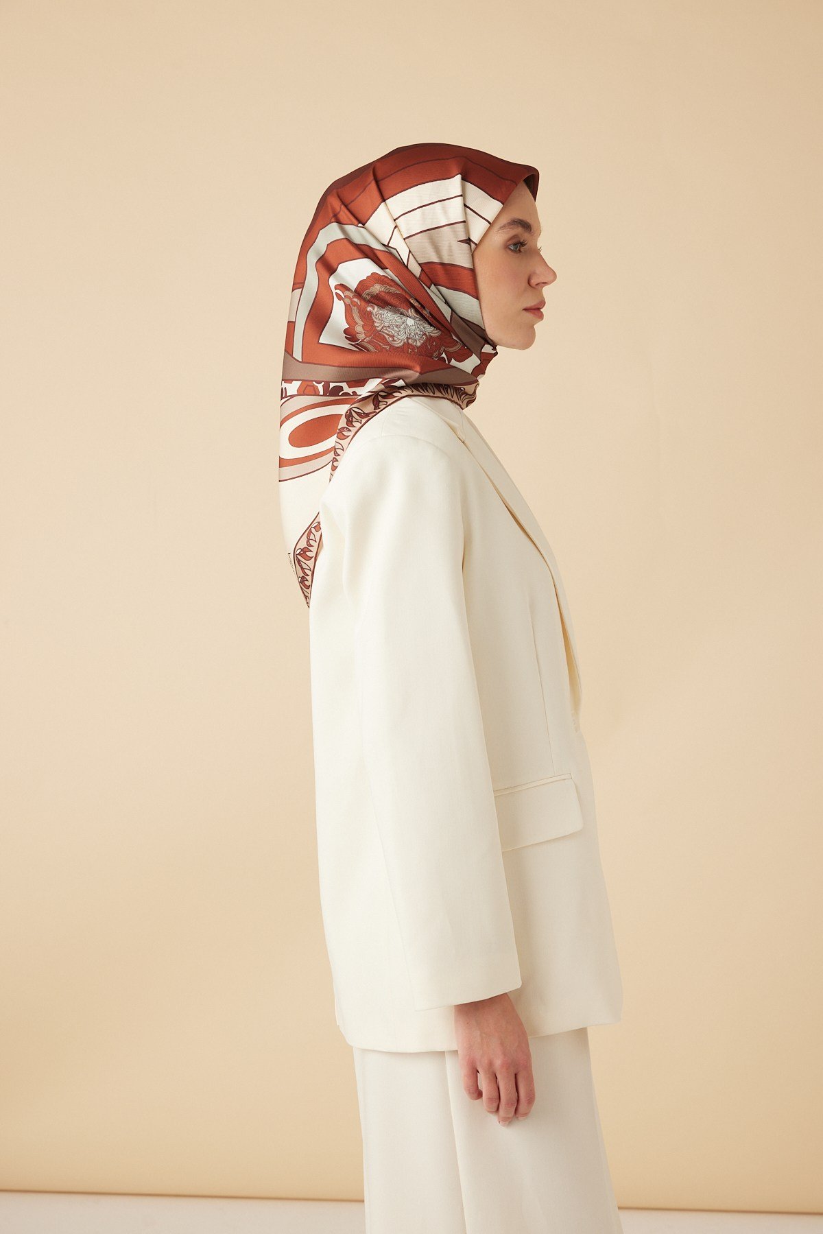 VERDA MULBERRY İPEK EŞARP 90*90 CM - KİREMİT