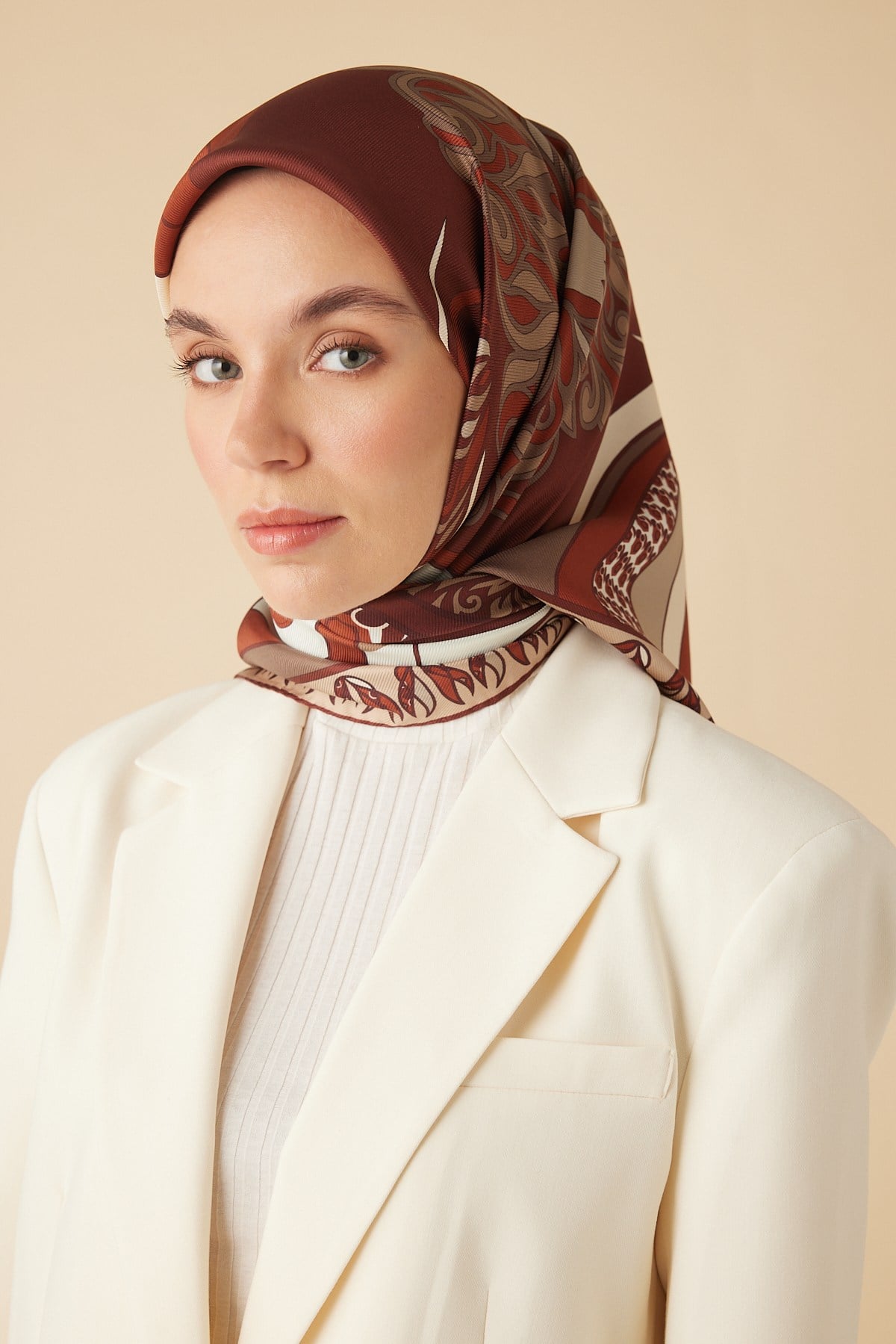 VERDA MULBERRY İPEK EŞARP 90*90 CM - KİREMİT