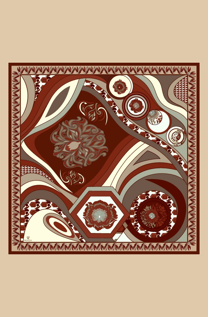 VERDA MULBERRY İPEK EŞARP 90*90 CM - KİREMİT