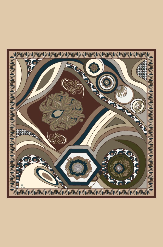 VERDA MULBERRY İPEK EŞARP 90*90 CM - VİZON