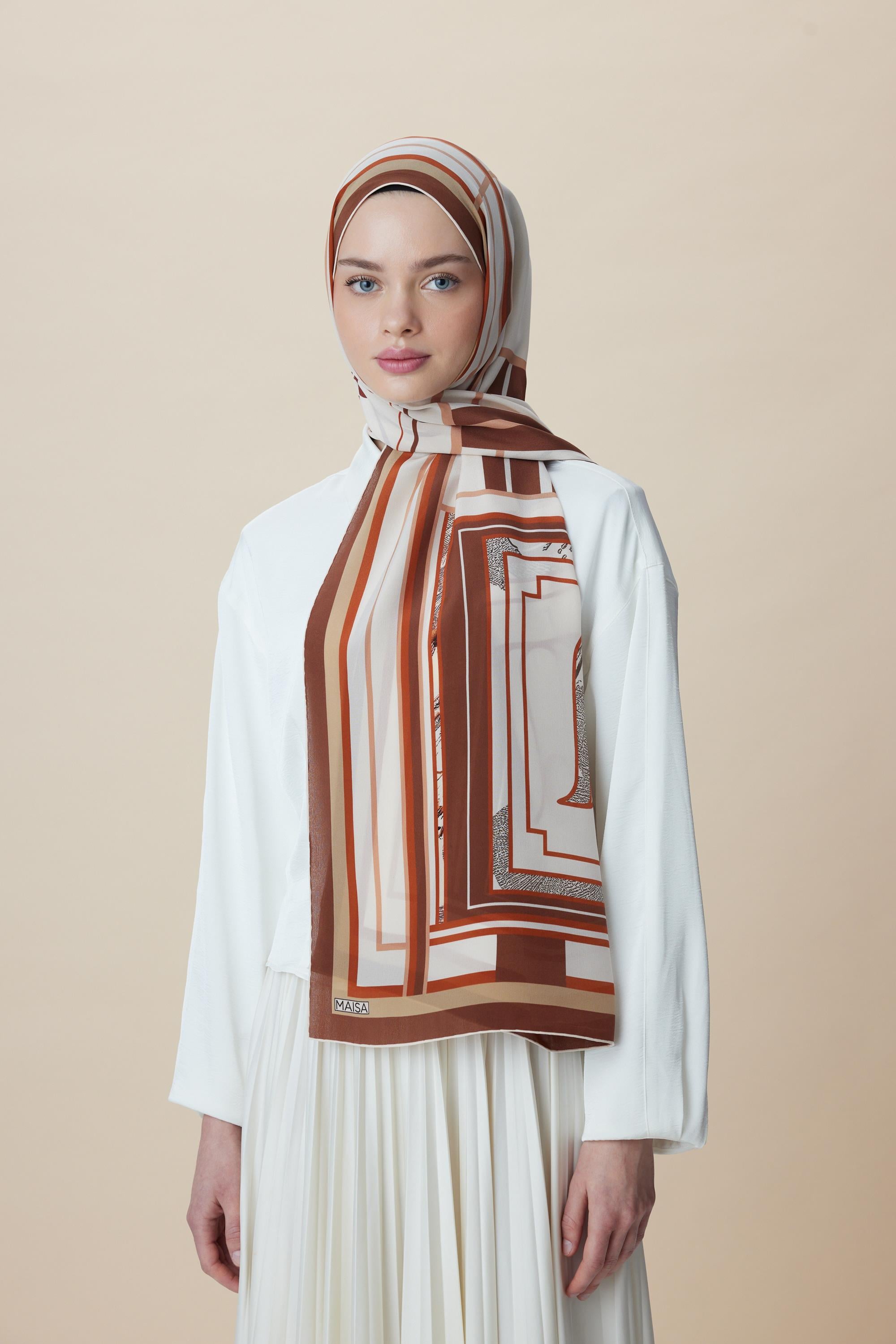 VİRA KREP İPEK ŞAL 70*190 CM - TABA