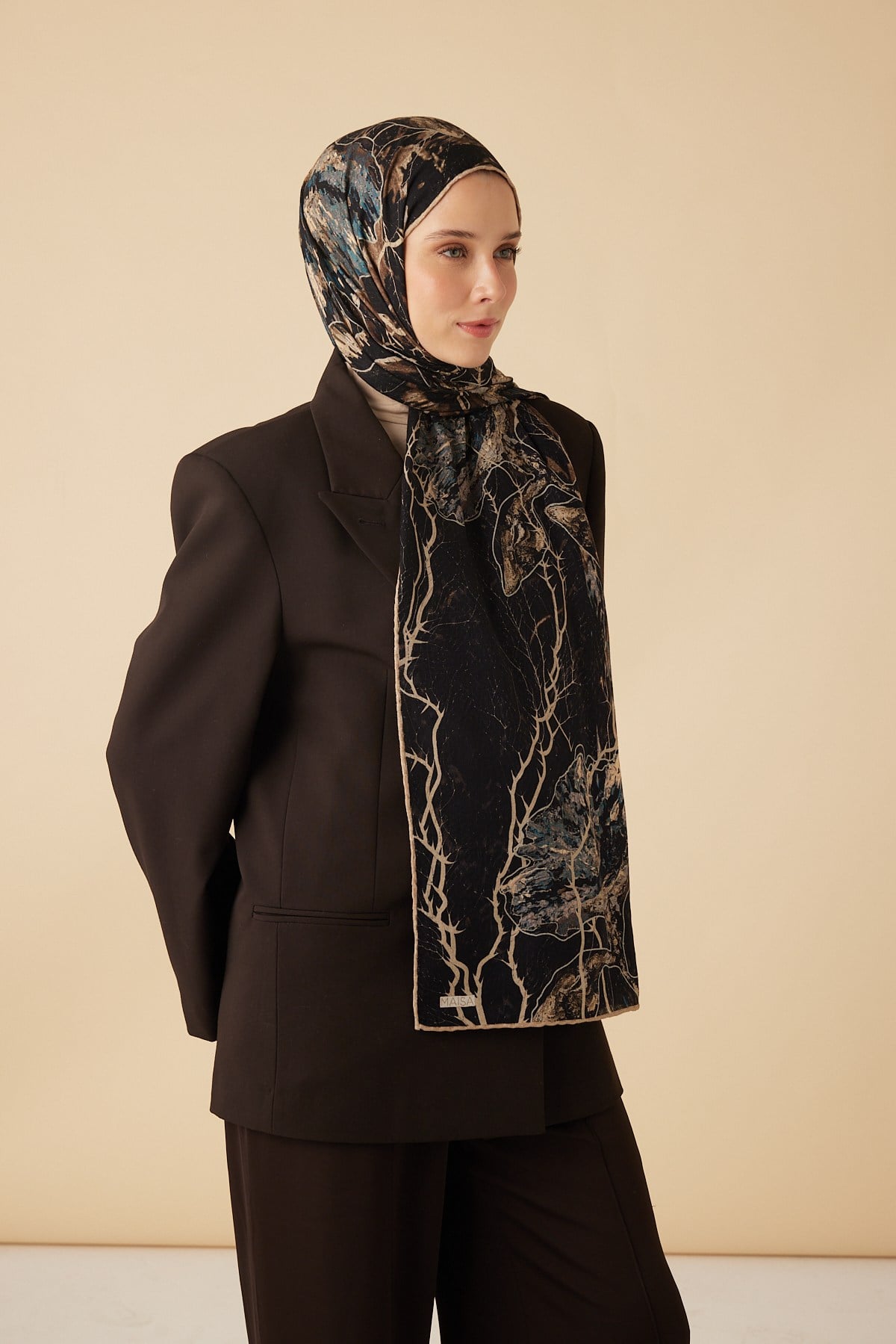 VUSLAT YÜN İPEK KAŞMİR ŞAL 70*200 CM - KAHVERENGİ