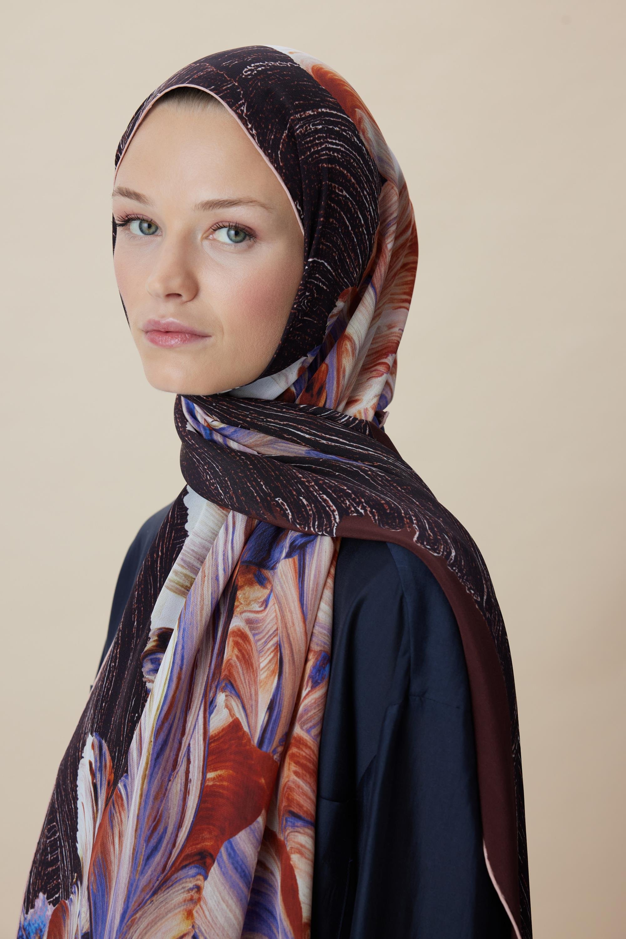 YAKAMOZ KREP İPEK ŞAL 70*190 CM - BORDO