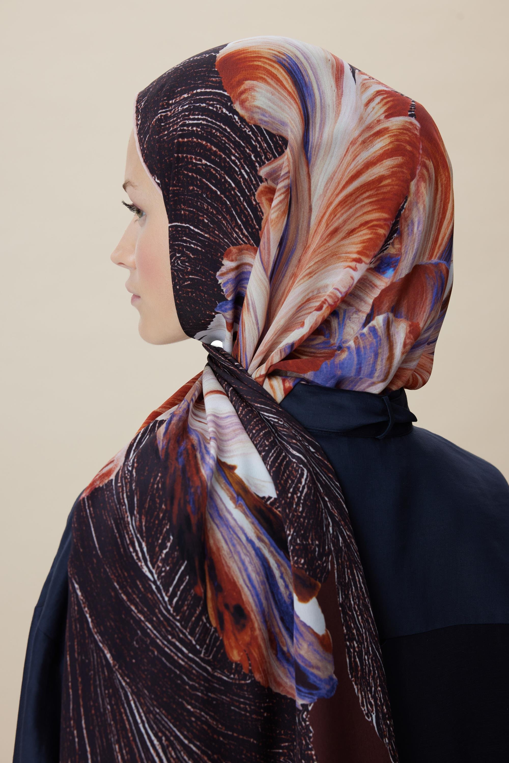 YAKAMOZ KREP İPEK ŞAL 70*190 CM - BORDO