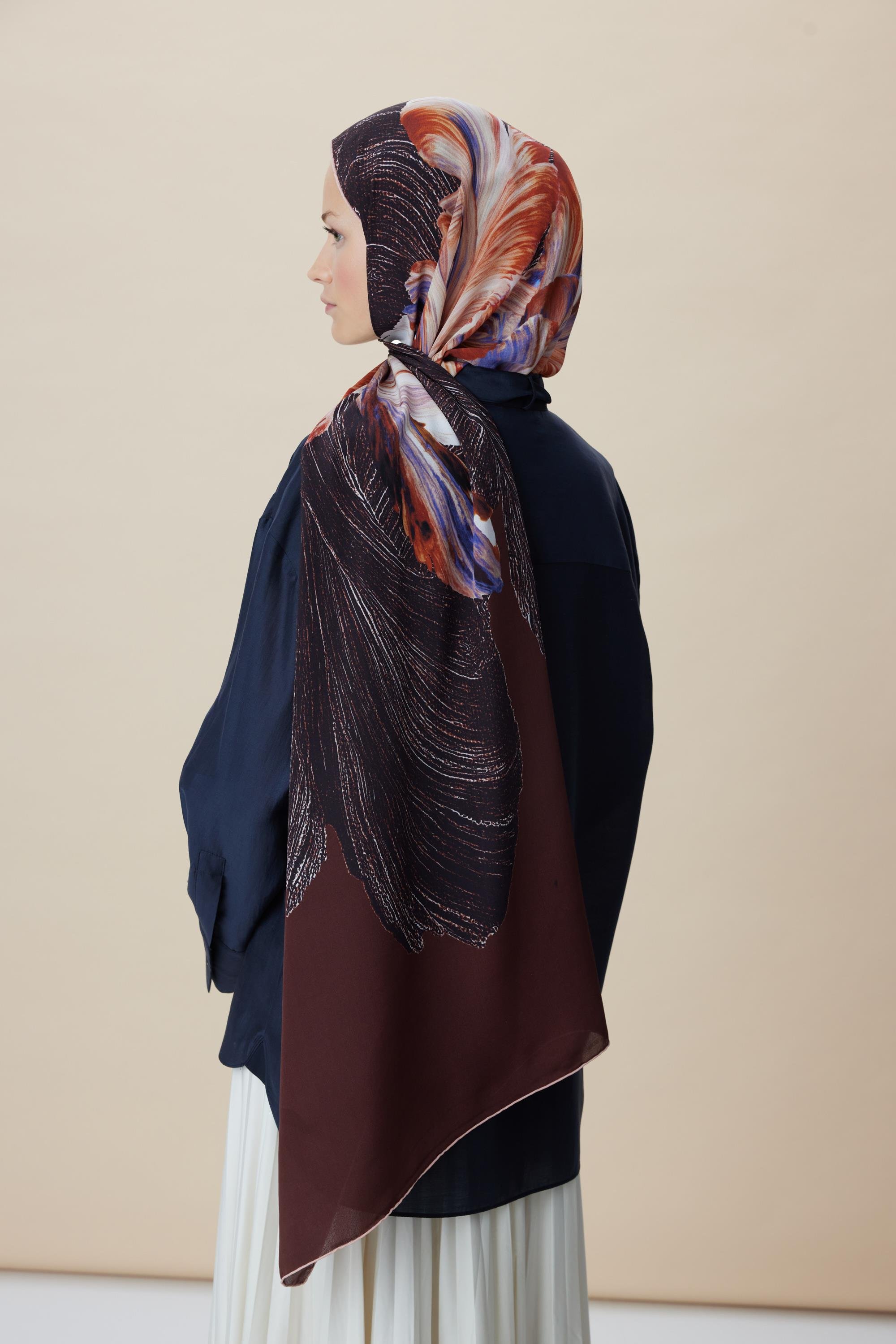 YAKAMOZ KREP İPEK ŞAL 70*190 CM - BORDO