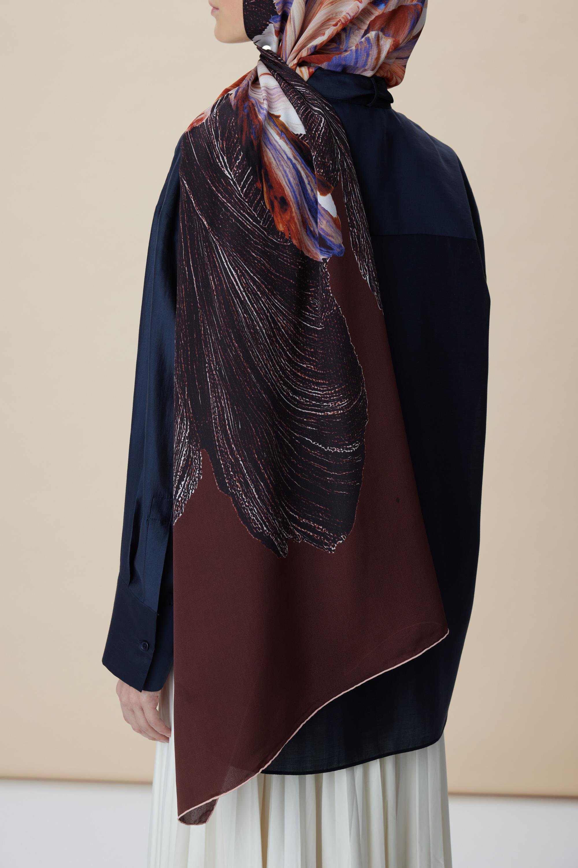 YAKAMOZ KREP İPEK ŞAL 70*190 CM - BORDO