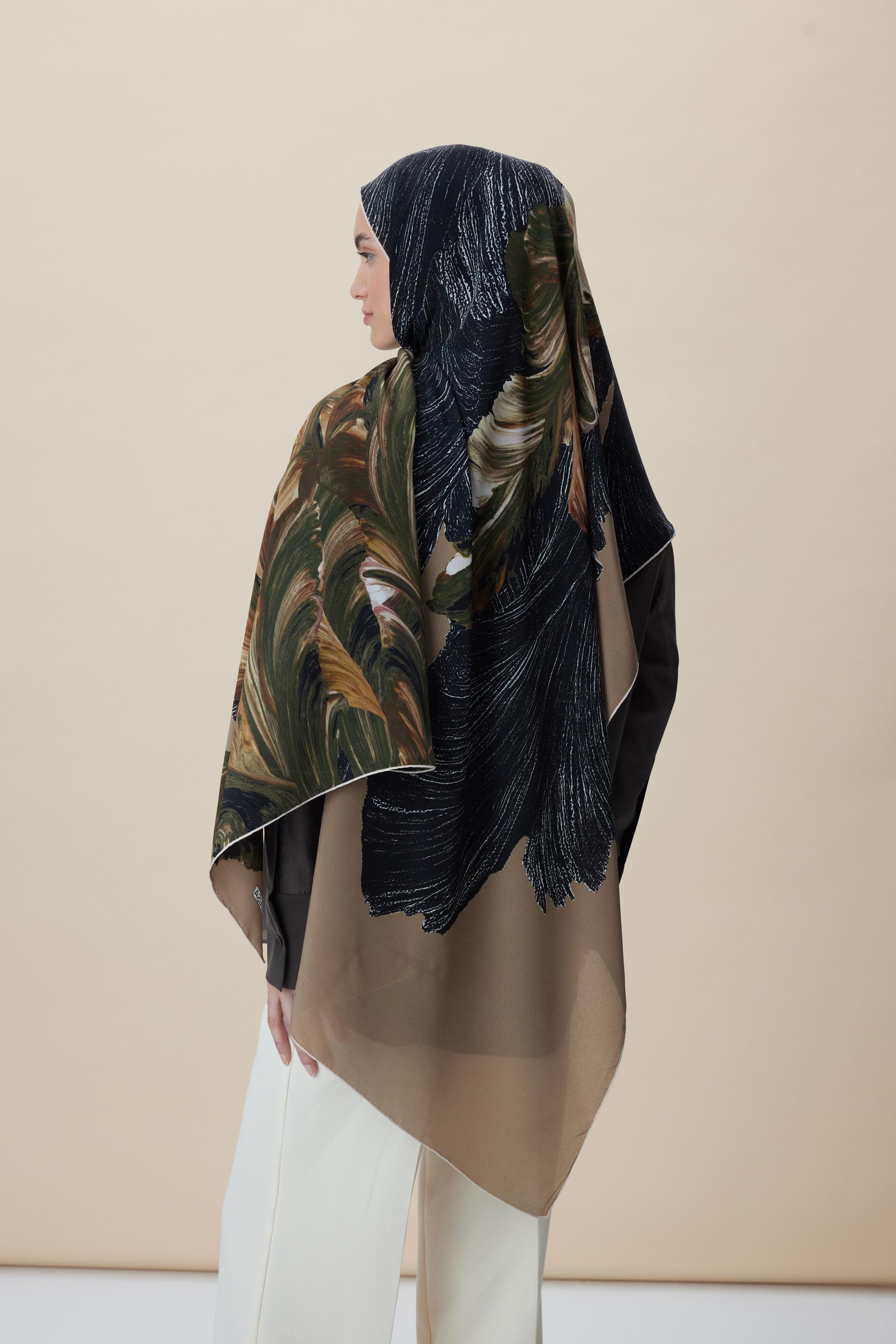 YAKAMOZ KREP İPEK ŞAL 70*190 CM - HAKİ