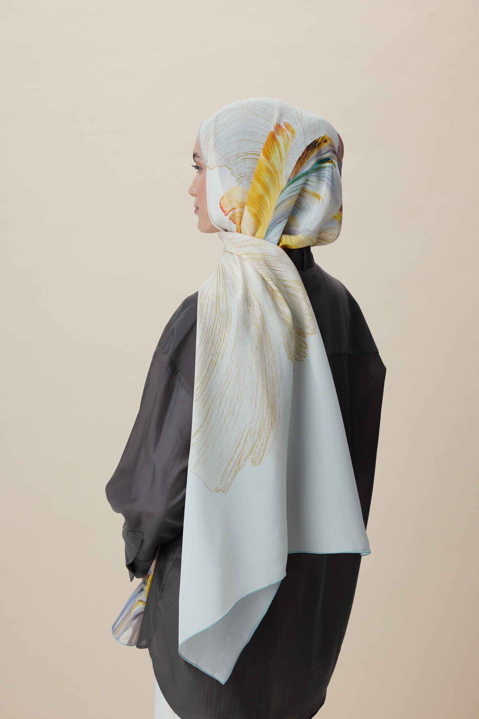 YAKAMOZ KREP İPEK ŞAL 70*190 CM - SARI