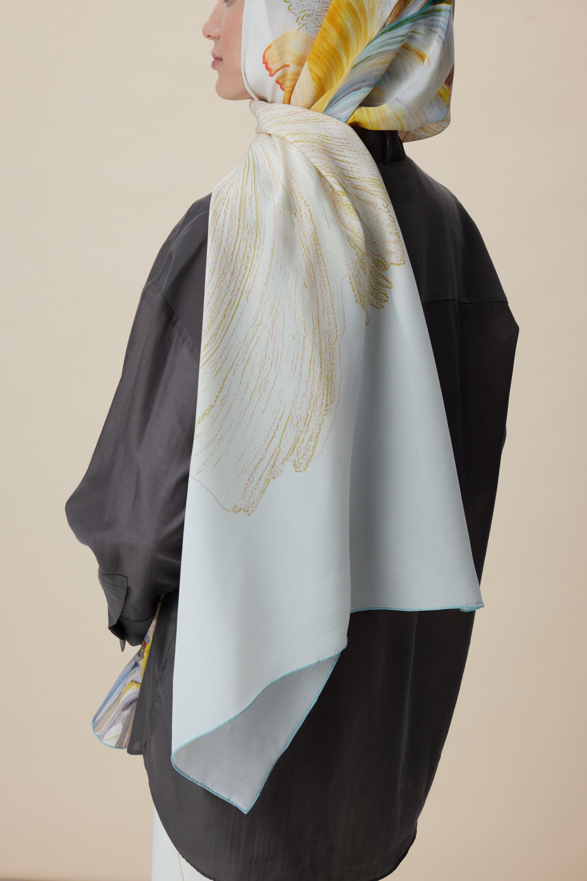 YAKAMOZ KREP İPEK ŞAL 70*190 CM - SARI