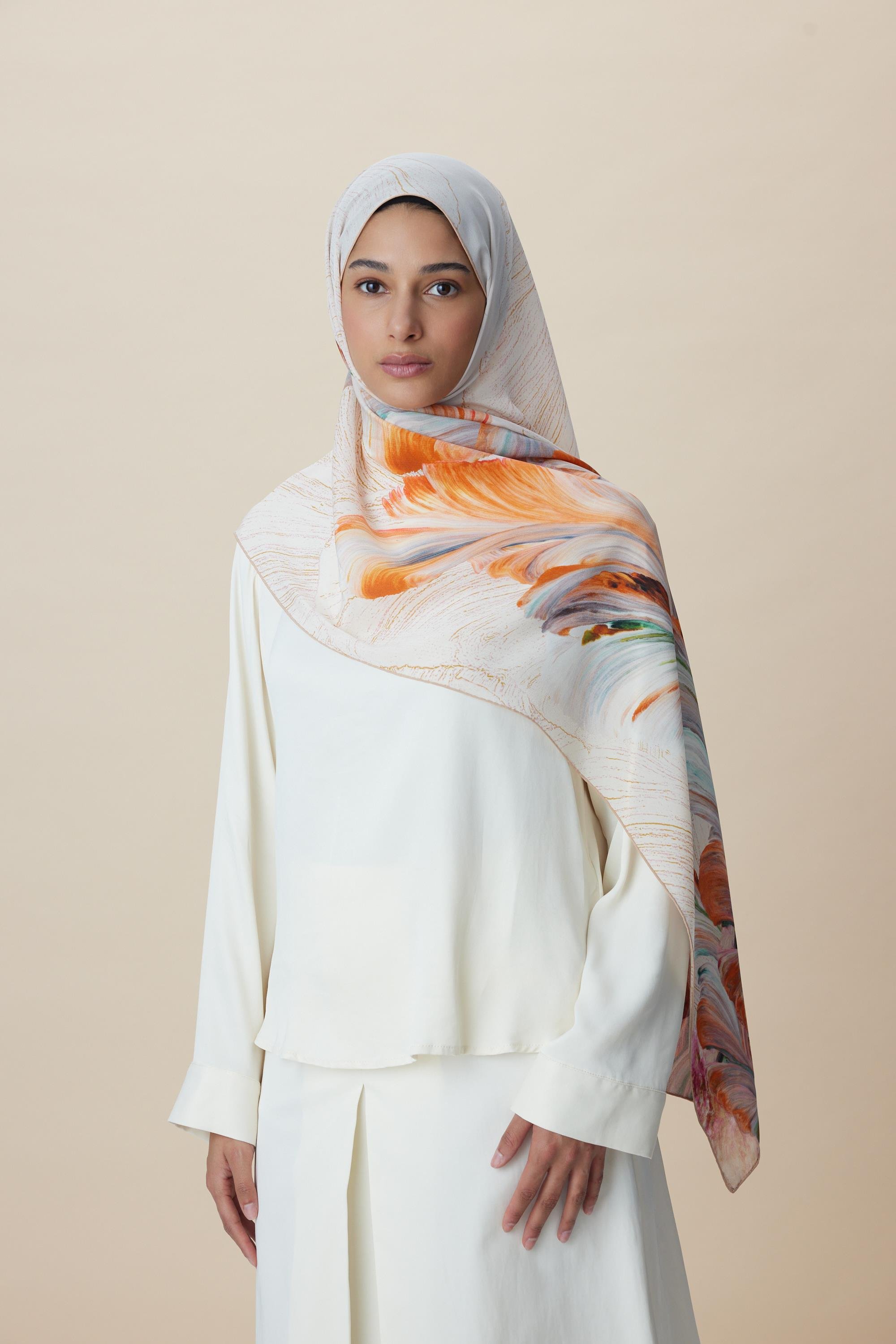 YAKAMOZ KREP İPEK ŞAL 70*190 CM - TAŞ