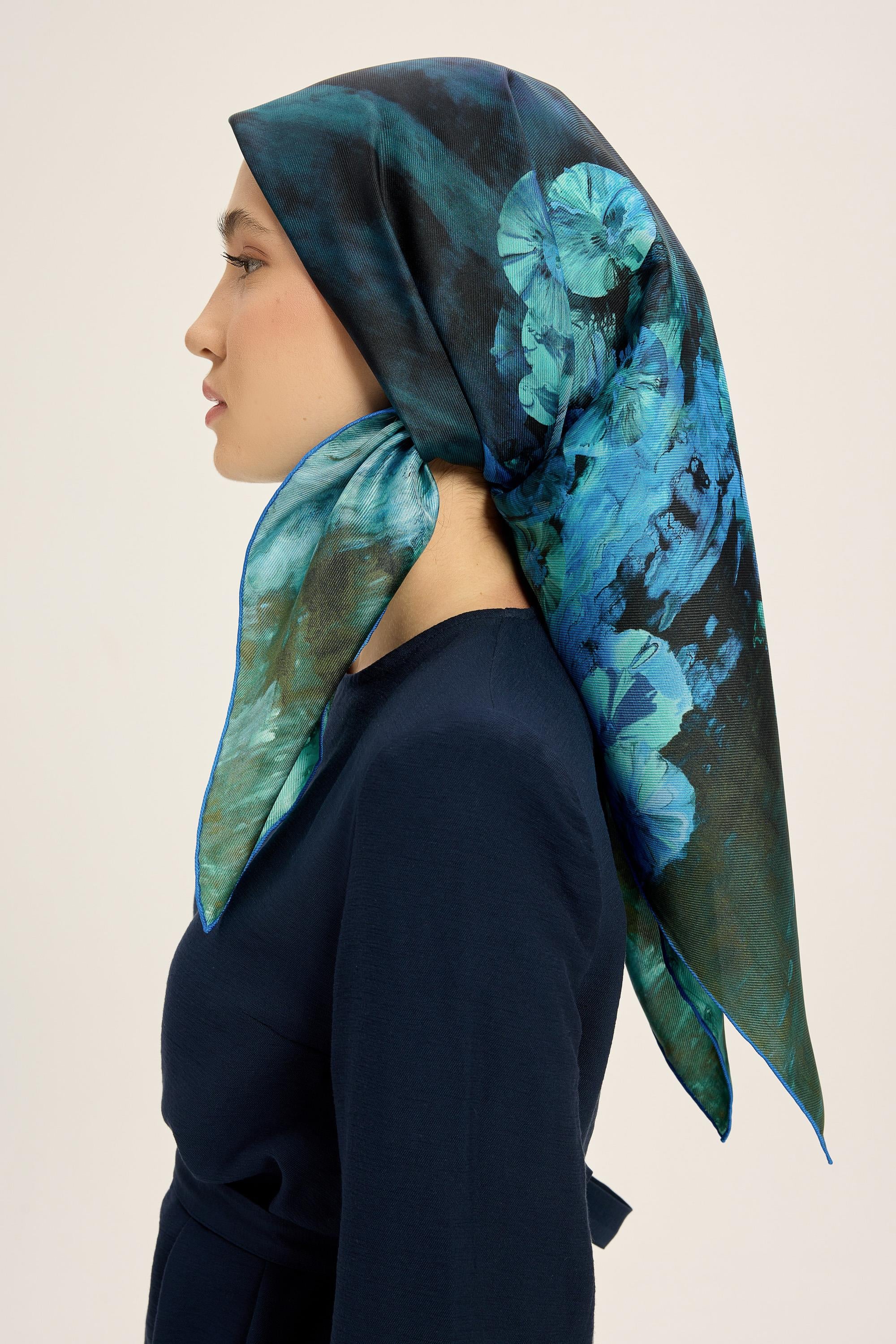 YONCA MULBERRY İPEK EŞARP 90*90 CM - LACİVERT