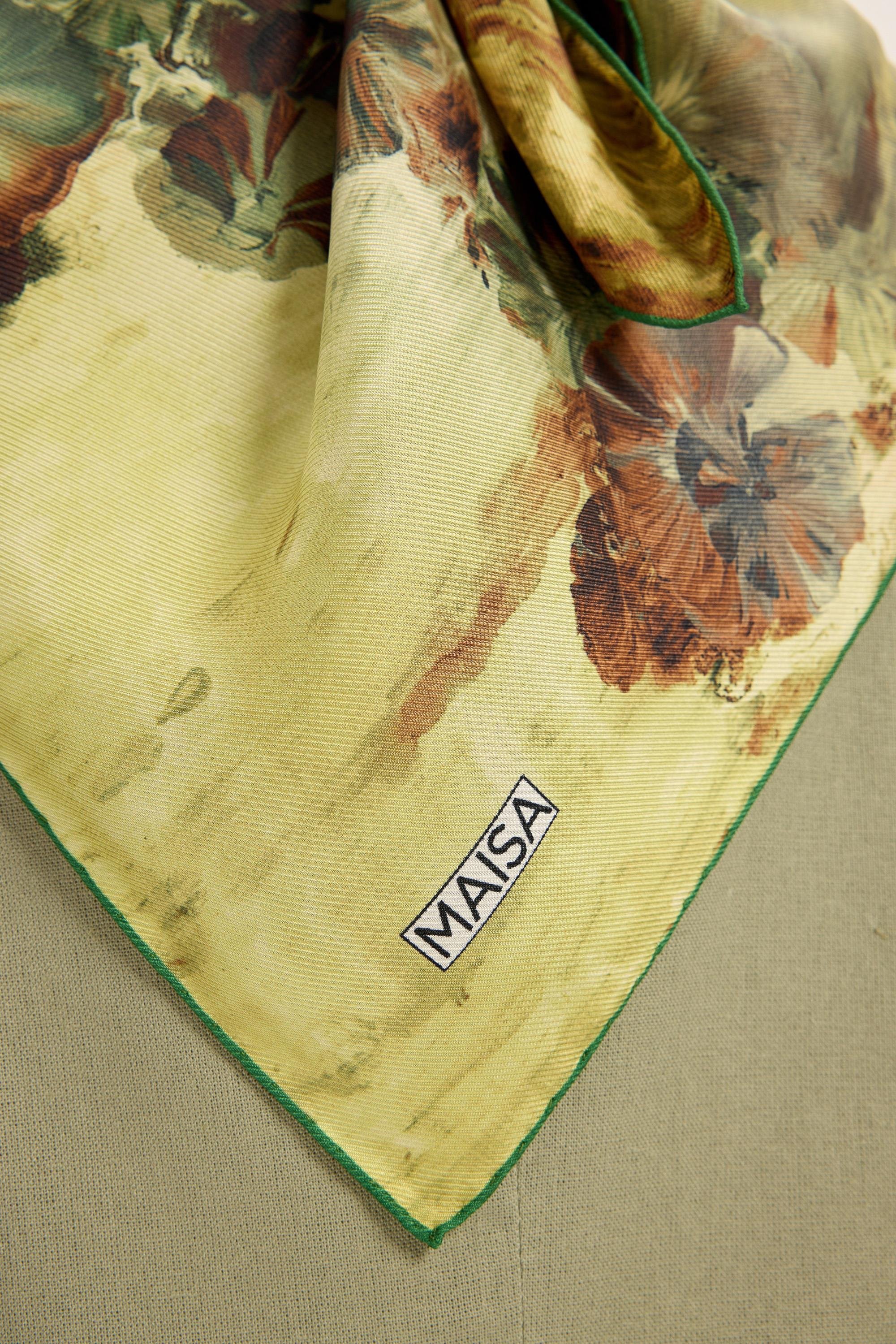 YONCA MULBERRY İPEK EŞARP 90*90 CM - YEŞİL