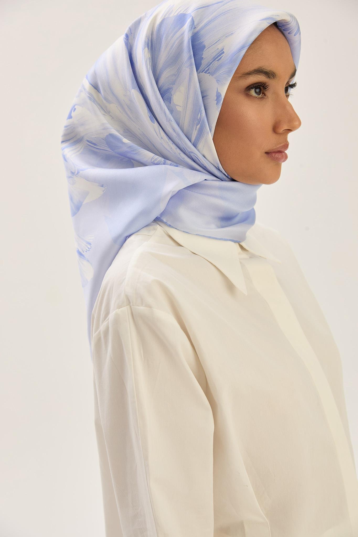 ZER TİVİL İPEK EŞARP 90*90 CM - LİLA