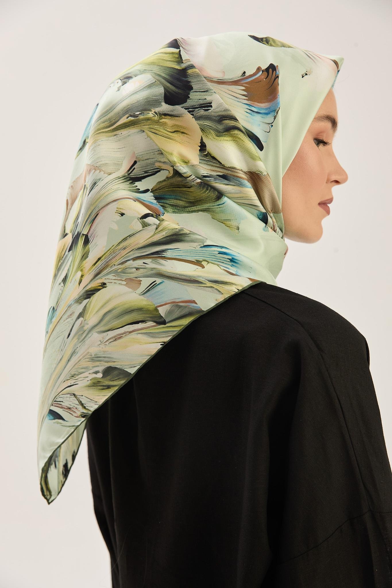 ZER TİVİL İPEK EŞARP 90*90 CM - MİNT YEŞİLİ