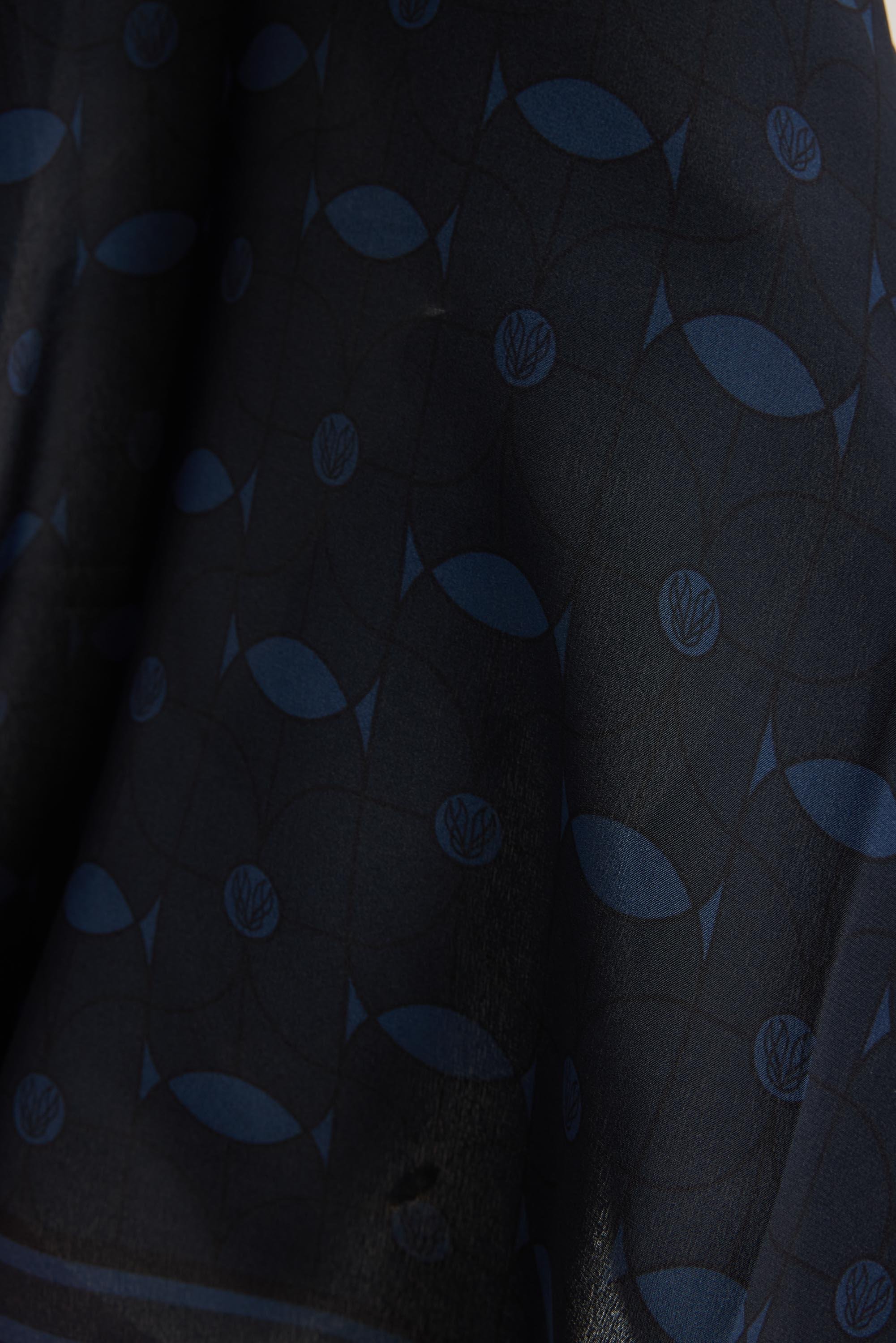 ZERRE KREP İPEK ŞAL 70*190 CM - LACİVERT