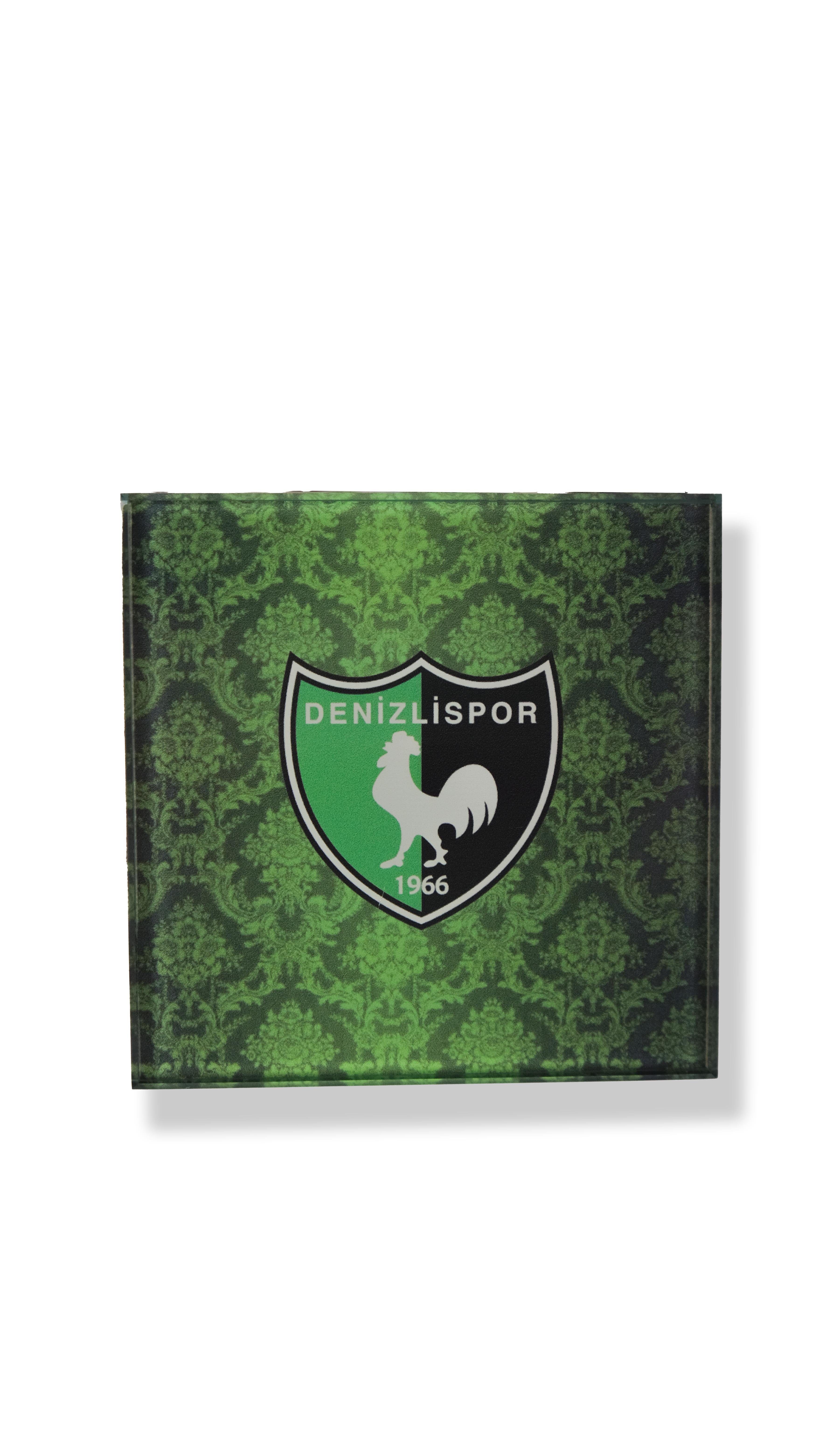Denizlispor cam bardak altlığı Yesil desenli