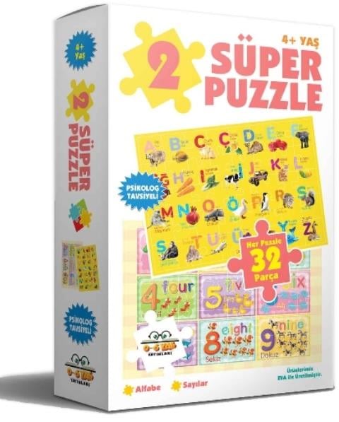 2 Süper Puzzle Alfabe Sayılar 32 Parça