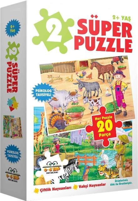 2 Süper Puzzle Çiftlik Hayvanları Vahşi Hayvanlar 20 Parça