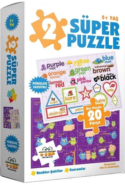 2 Süper Puzzle Renkler Şekiller Kavramlar 20 Parça