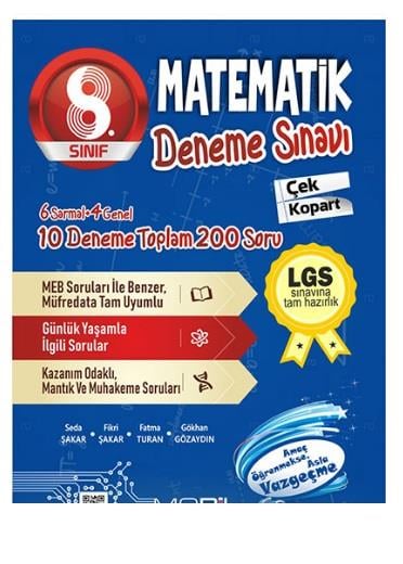 8. Sınıf Matematik 10 lu Çek Kopart Deneme Sınavı Mobil Yayıncılık