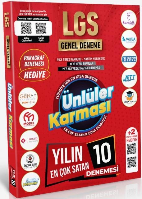8. Sınıf LGS Genel 10'Lu Karma Deneme (2 Online Ve Paragraf Deneme Hediyeli)