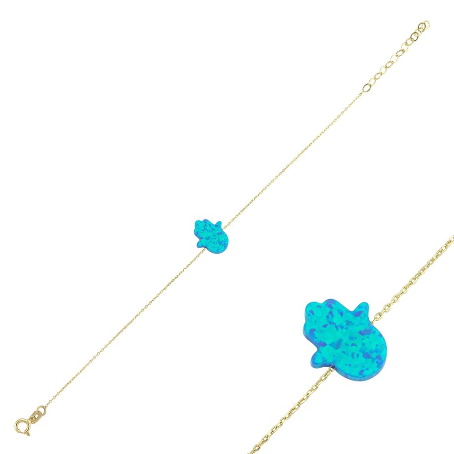 Altın Opal Taşlı Fatima Eli Bileklik