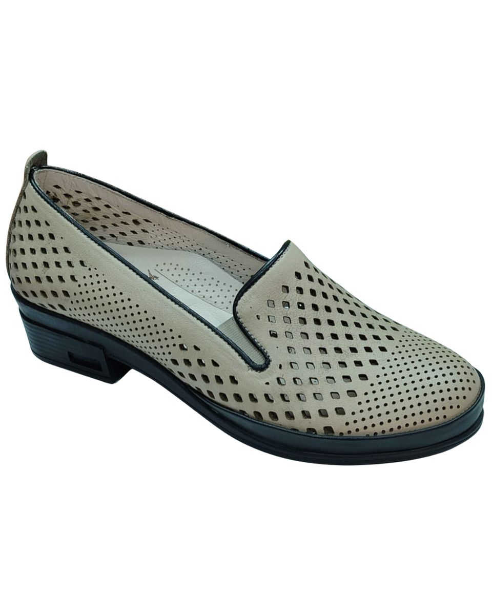 Malawi 82K. Kadın Krem (36-41) Deri Topuklu Comfort Ayakkabı 