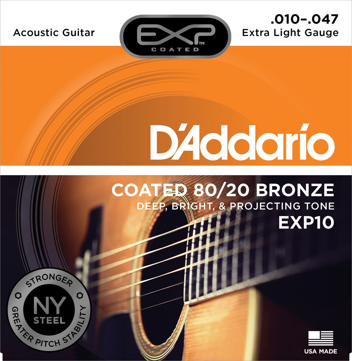 AKUSTİK GİTAR TEL SETİ, EXP COATED, 80/20 BRONZE,