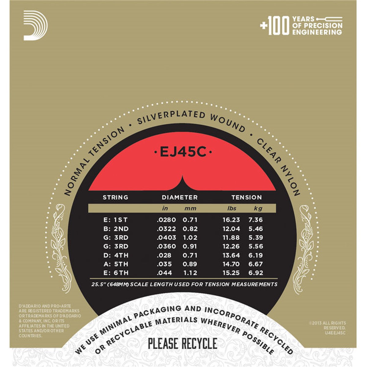 KLASİK GİTAR TEL SETİ, PRO-ARTE, COMPOSITE CORE, S
