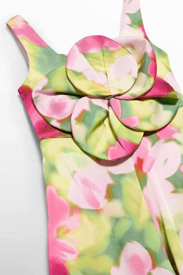 ABEL & LULA Önü Çiçekli Tulum - Fuşya