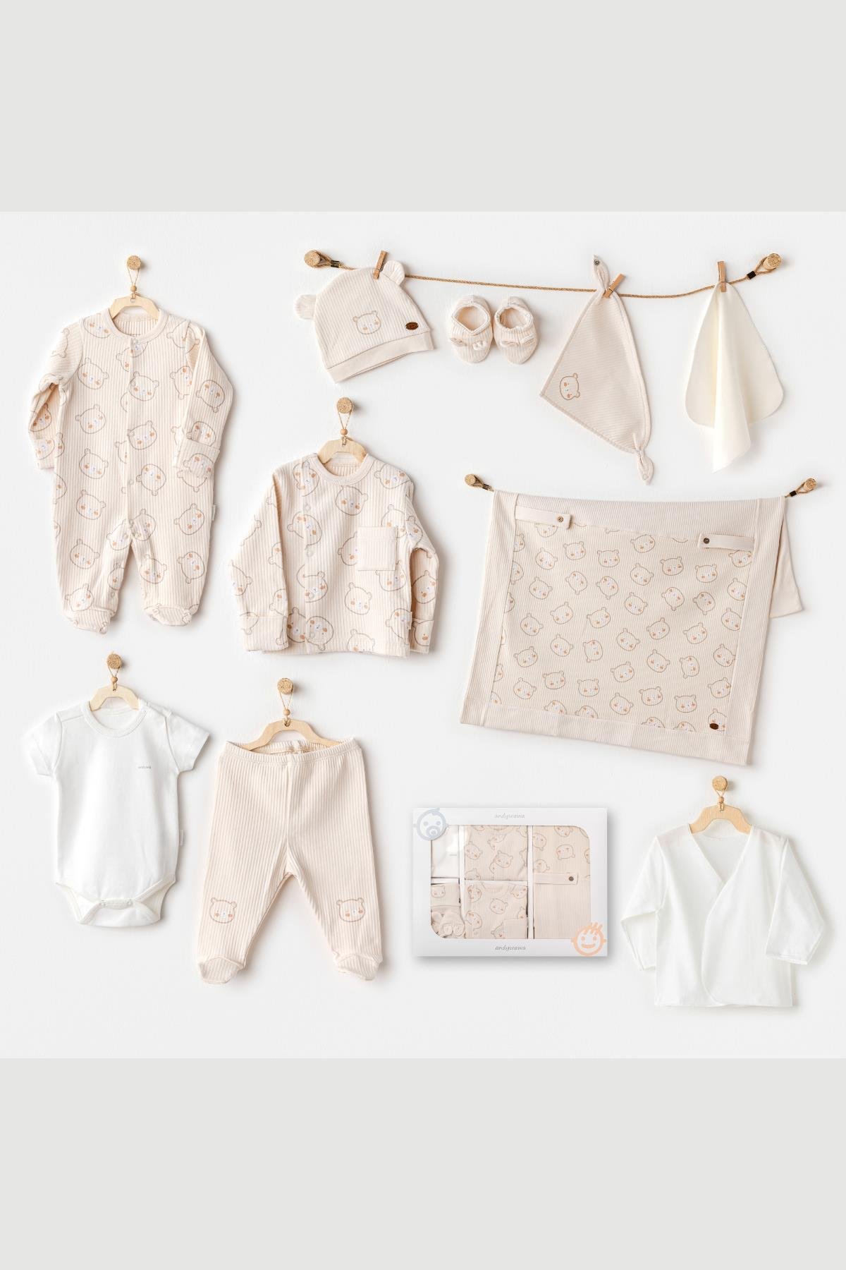 Andywawa Ayıcıklı 10'lu Erkek Hastane Çıkışı - Bej