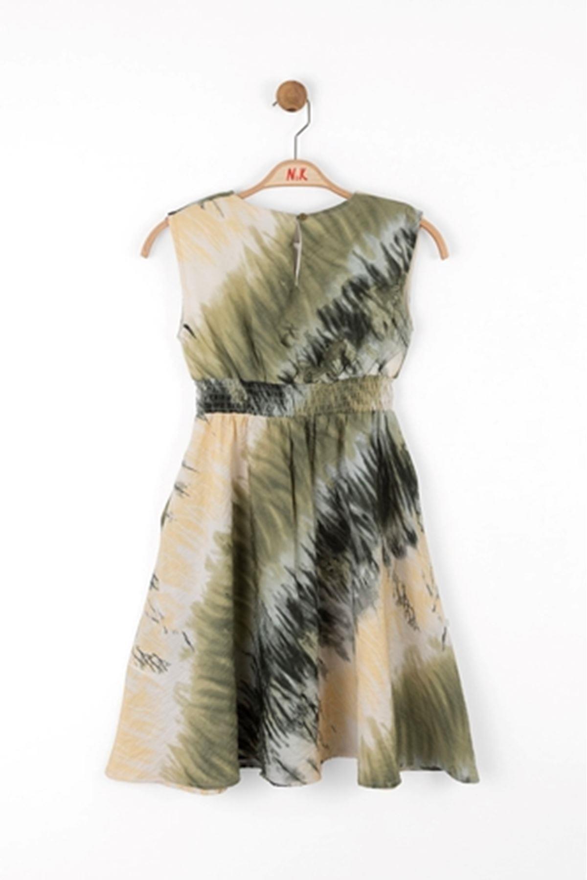Batik Kız Elbise - Yeşil Haki