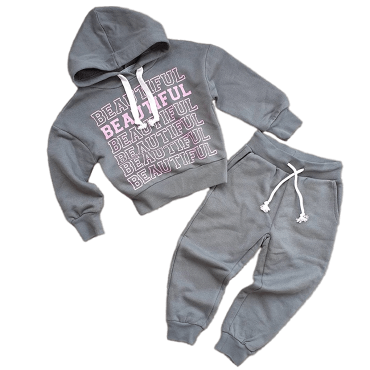 BEAUTIFUL YAZILI KAPŞONLU KIZ SWEAT