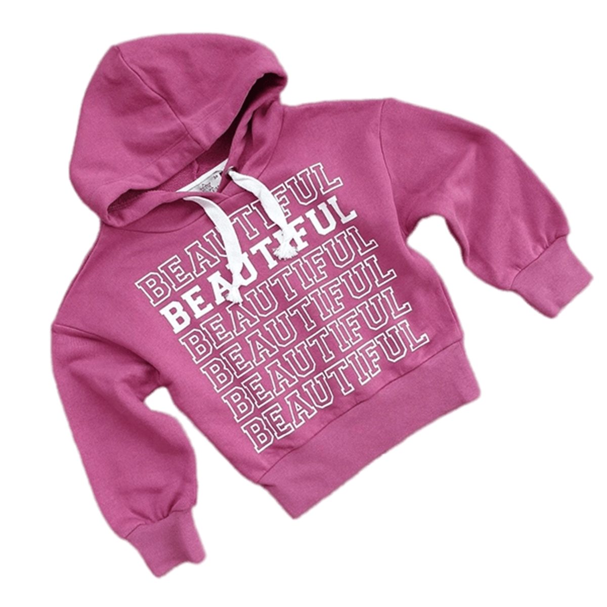BEAUTIFUL YAZILI KAPŞONLU KIZ SWEAT