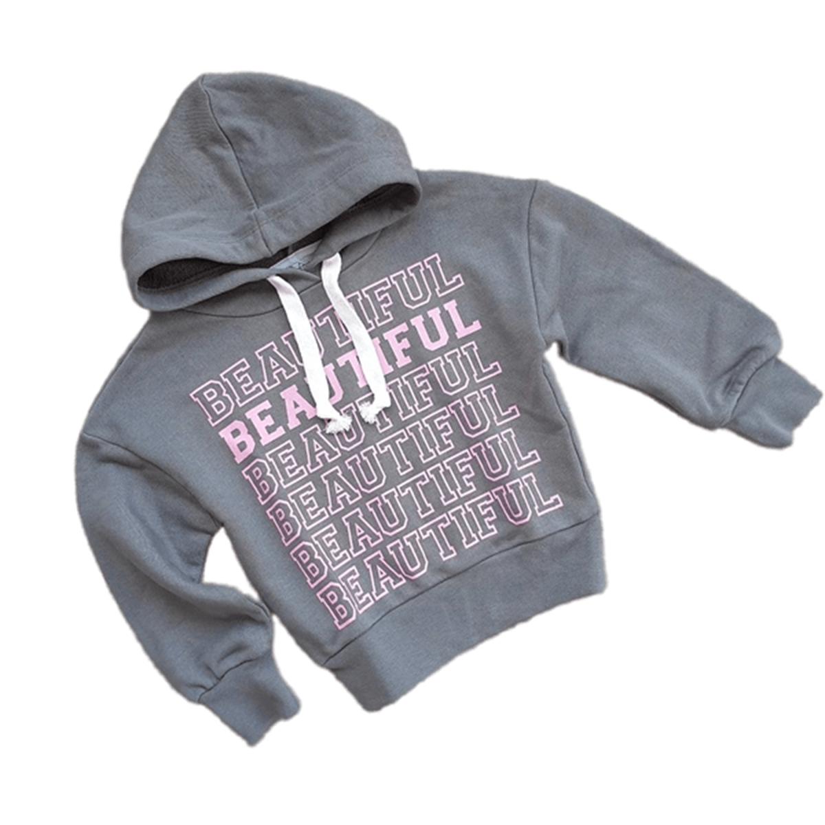 BEAUTIFUL YAZILI KAPŞONLU KIZ SWEAT
