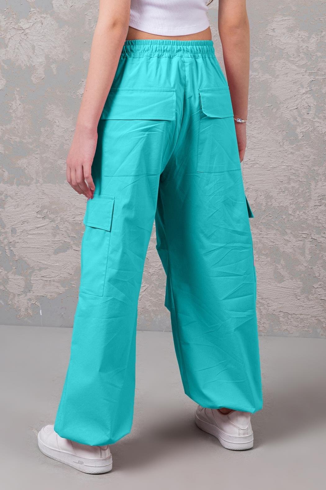 Beli Latikli Kız Paraşüt Pantolon - Yeşil Mint