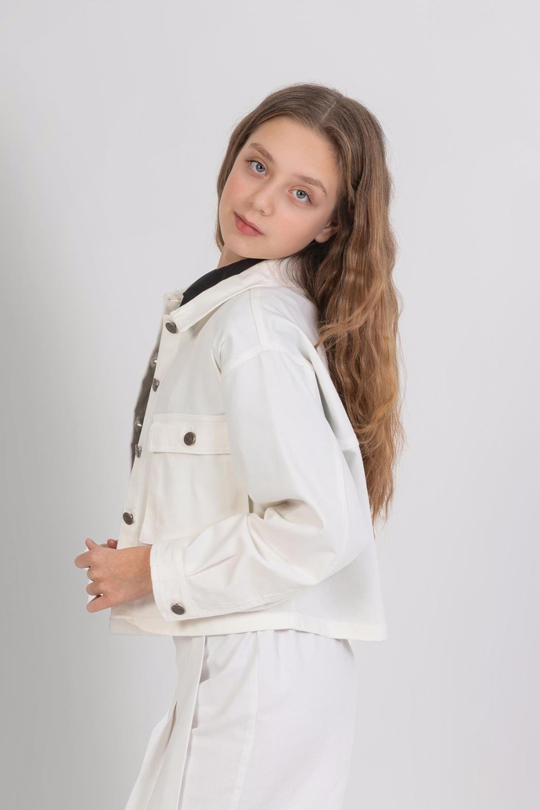 Canvas Kız Ceket - Krem