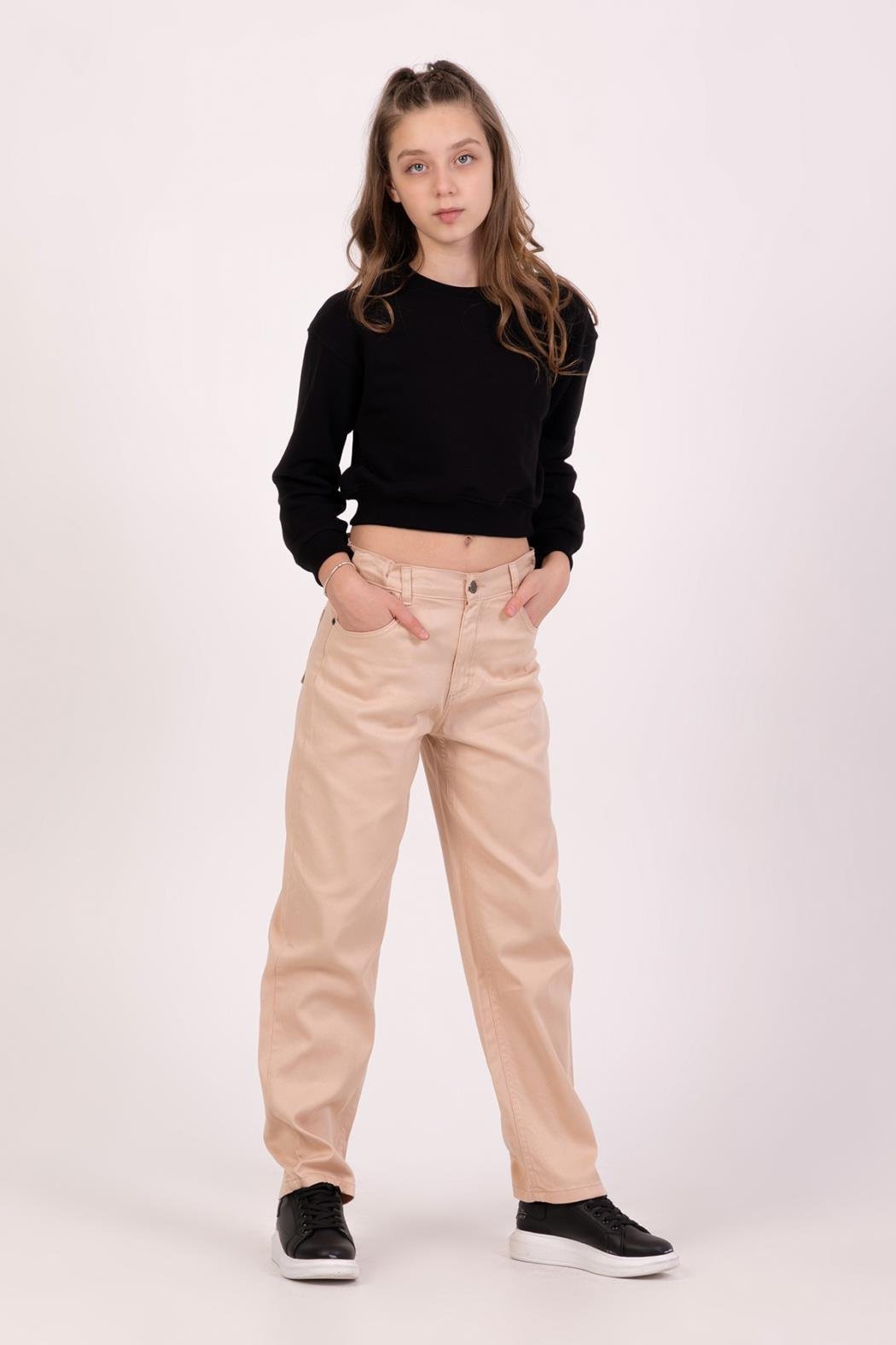 Canvas Klasik Kız Pantolon - Bej