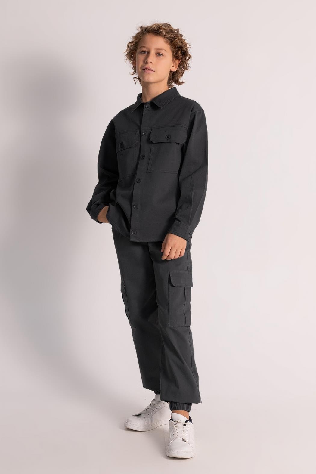Cep Detaylı Erkek Gömlek Ceket - Siyah