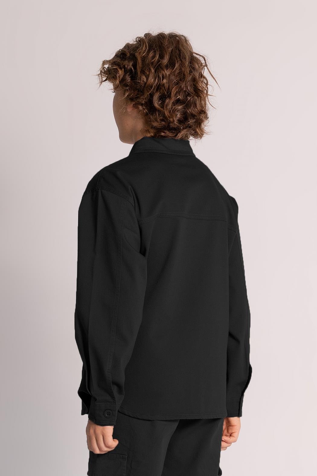 Cep Detaylı Erkek Gömlek Ceket - Siyah