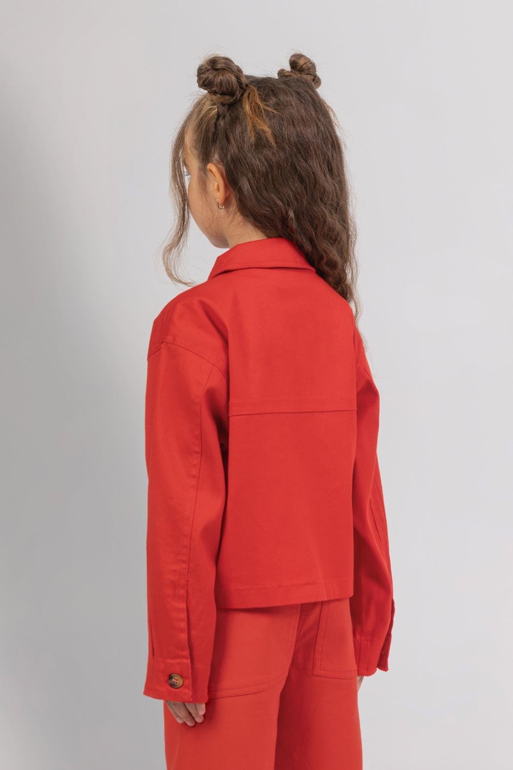 Cep Detaylı Kız Ceket - Kırmızı